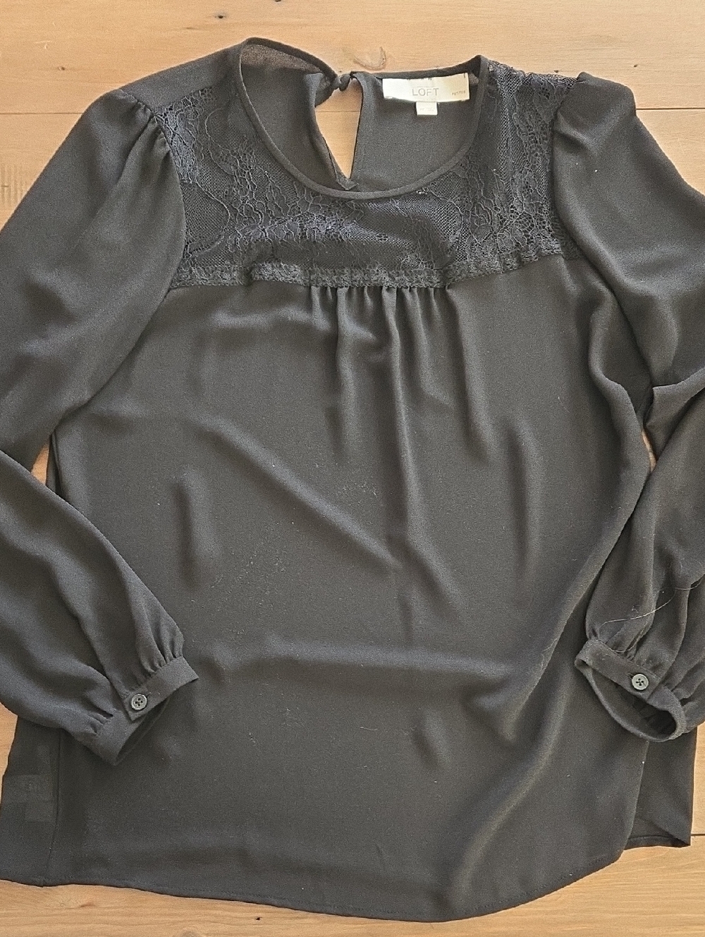 LOFT Black Lace Long Sleeve Top MP
